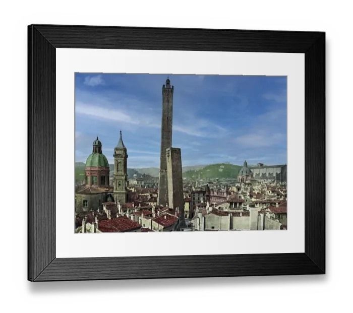 Framed Print : The two leaning towers Garisenda and Asinelli in Bologna