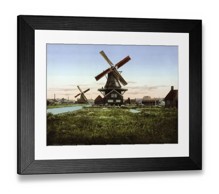 Framed Print : Two windmills, Holland, c. 1895