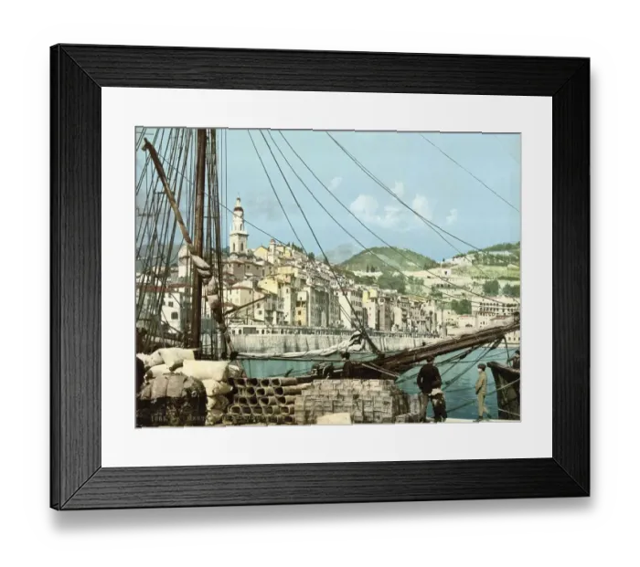 Framed Print : View from the harbour, Menton on the Riviera Framed Print : View from the harbour, Menton on the Riviera