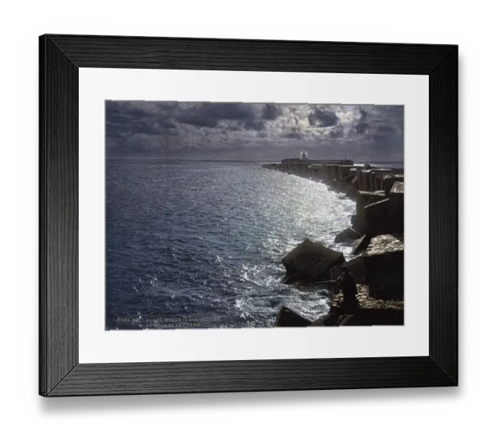 Framed Print : Moonlight with lighthouse, Algiers