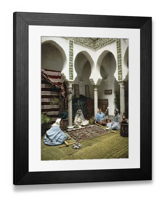 Framed Print : Moorish woman making Arabian carpets Framed Print : Moorish woman making Arabian carpets