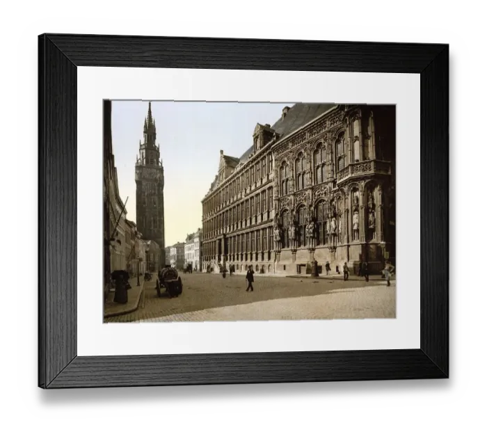Framed Print : Belfry and town hall in the heart of the historic city centre