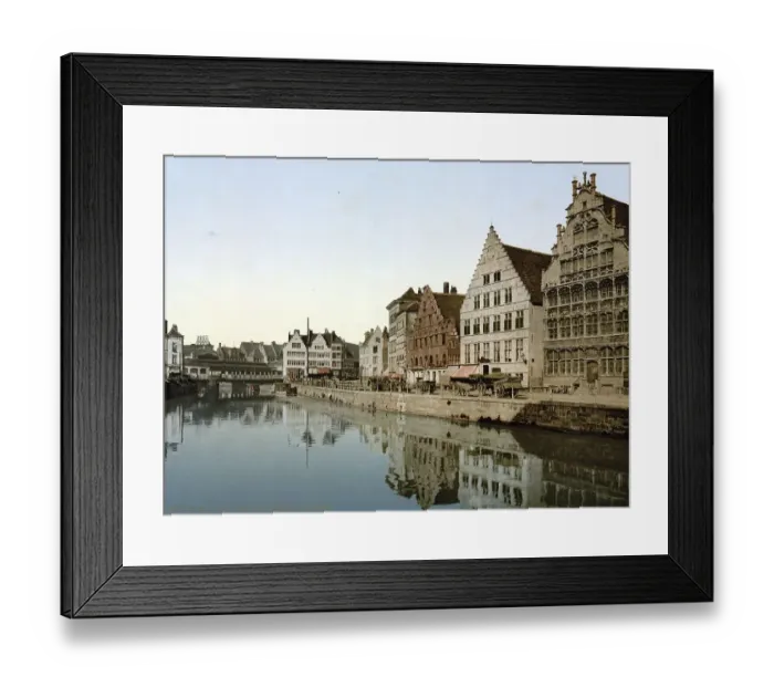 Framed Print : Boathouses on the canal in Ghent