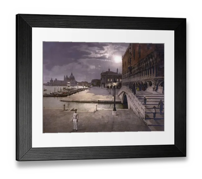 Framed Print : Doge's Palace and St. Mark's by moonlight
