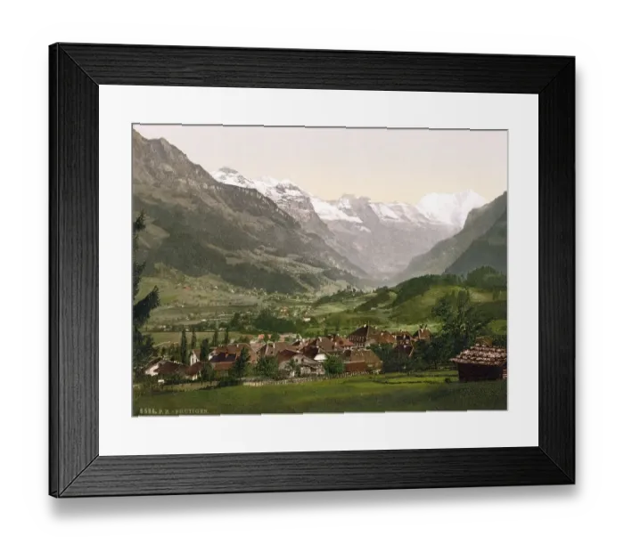 Framed Print : Frutigen, general view, a municipality in the Bernese Oberland in the canton of Bern in Switzerland