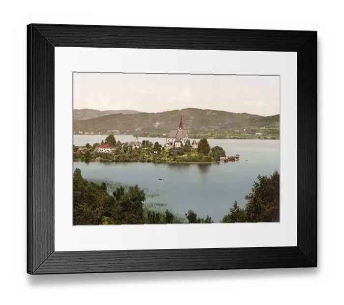 Framed Print : Maria-Woerth am Lake Woerth, Carinthia