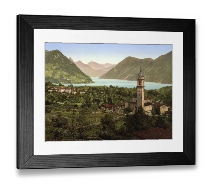 Framed Print : General view, Porlezza, Italy, Historic