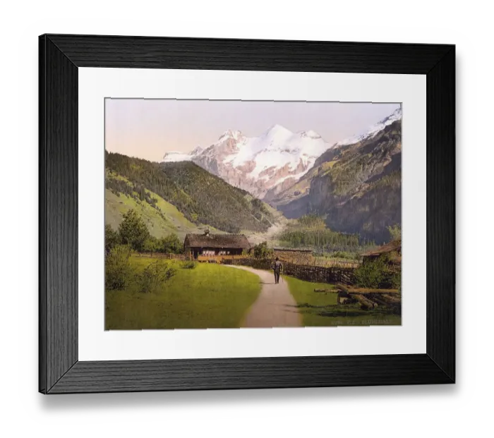 Framed Print : Bluemlisalp und Chalets, Bernese Oberland