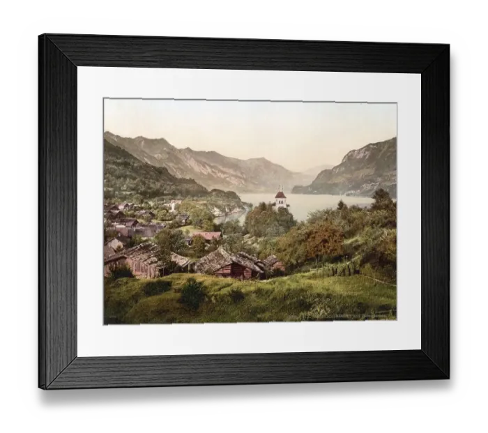 Framed Print : Ringgenberg und Lake Brienz, Bernese Oberland