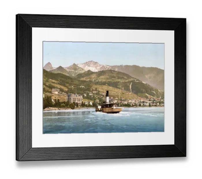 Framed Print : Montreux und Glion, Genfersee, Schweiz