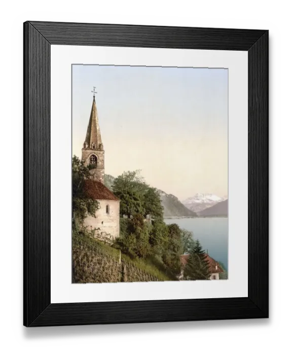 Framed Print : Montreux, the church and Dent du Midi