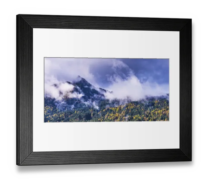 Framed Print : Departing thunderclouds, mountain forest near Soellerkopf