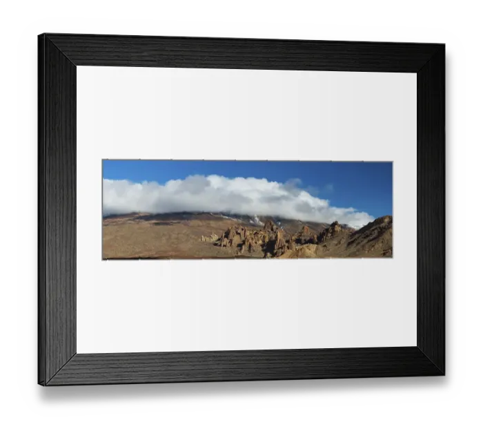 Framed Print : Pico del Teide, 3715m in clouds and Roques de Garcia