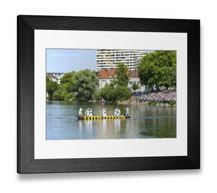 Framed Print : Fischerstechen on the Danube, old custom in Ulm