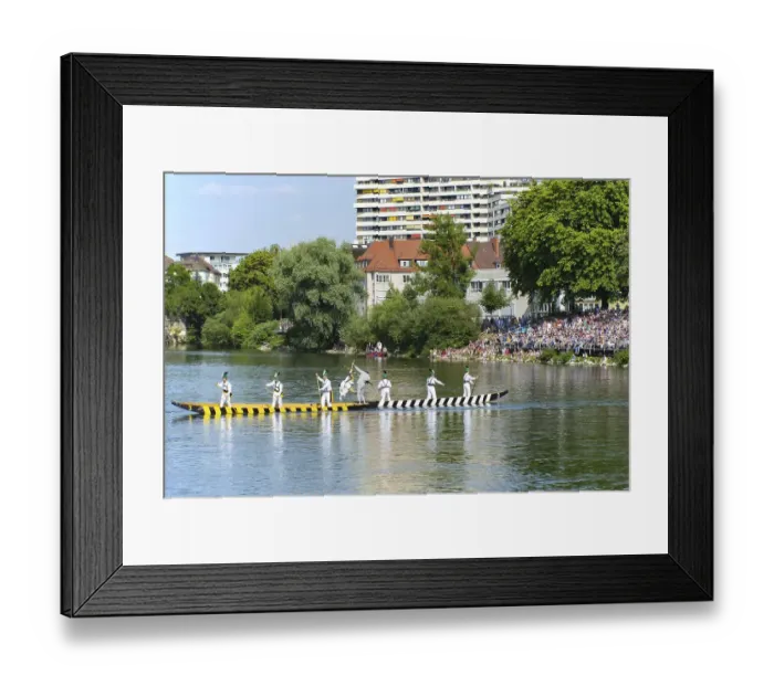 Framed Print : Fischerstechen on the Danube, old custom in Ulm