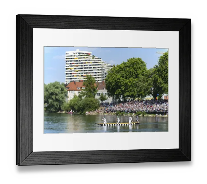 Framed Print : Fischerstechen on the Danube, old custom in Ulm