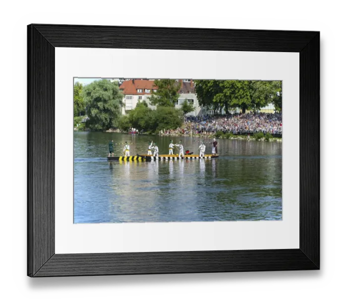 Framed Print : Fischerstechen on the Danube, old custom in Ulm