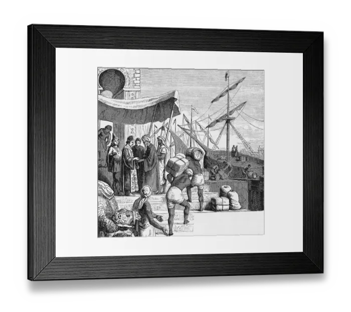 Framed Print : Loading of goods in an arabian port
