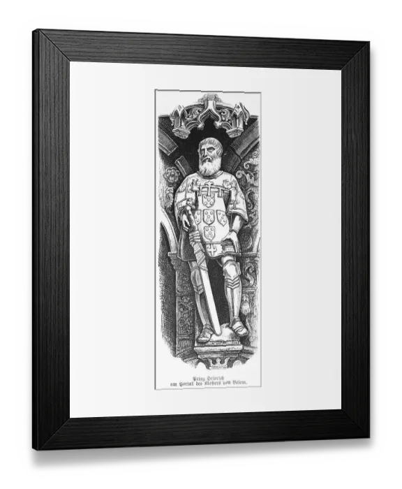 Framed Print : Statue of Prince Henry at the portal of the monastery of Belem