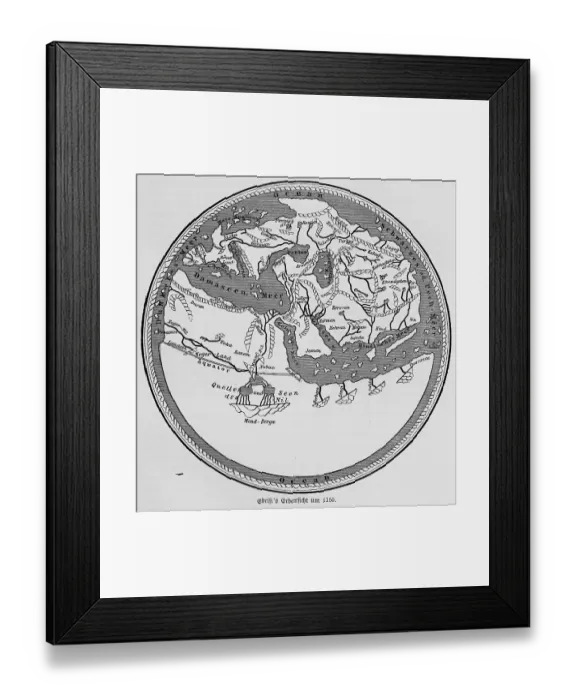 Framed Print : Earth view of the Nubian geographer Edrisi or al-Idrisi from the 12th century