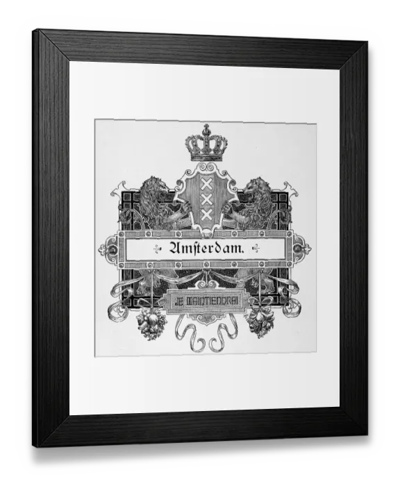 Framed Print : Emblem, lions, crown, ornaments Framed Print : Emblem, lions, crown, ornaments