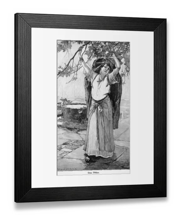 Framed Print : Portrait, young Greek woman, full view