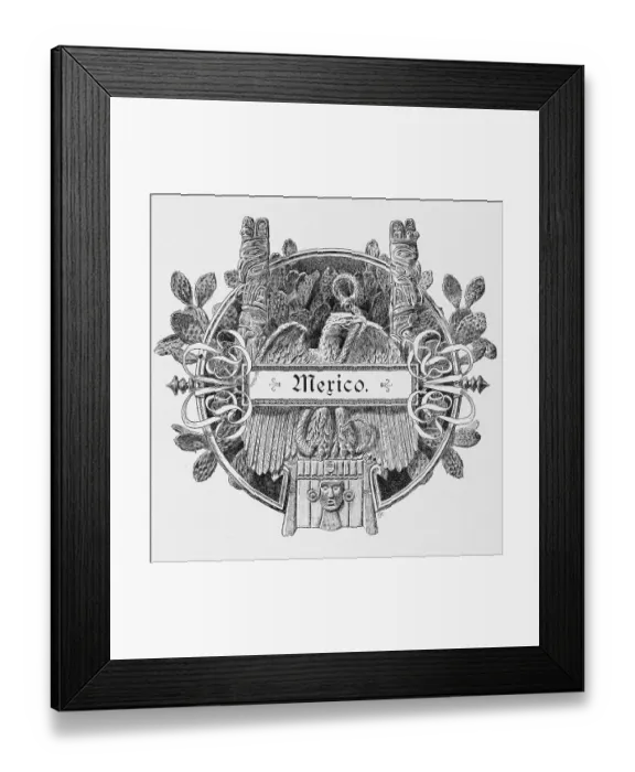 Framed Print : Emblem, Mexican eagle, Maya, ornaments