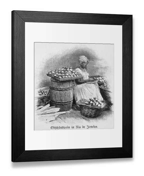 Framed Print : Portrait, woman, sitting, fruit