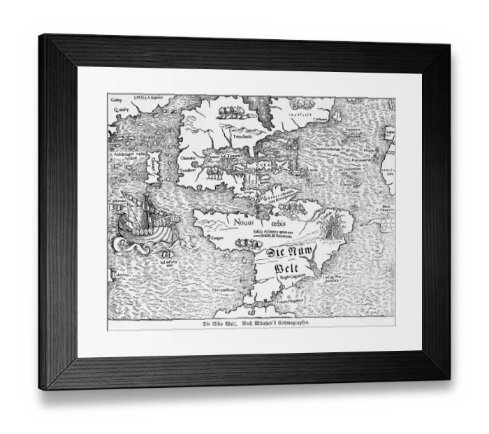 Framed Print : The New World 1545, New World, map Framed Print : The New World 1545, New World, map