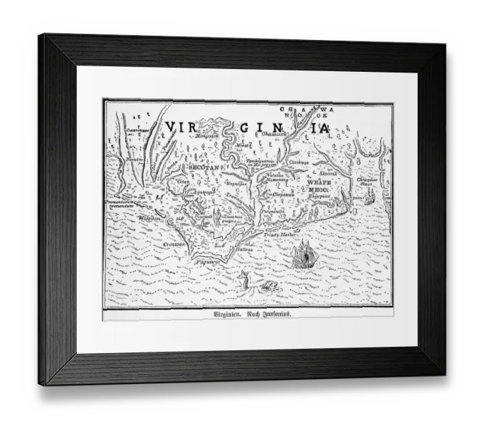 Framed Print : Virginia, New World, historical map Framed Print : Virginia, New World, historical map