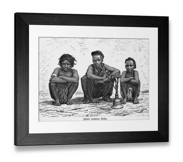 Framed Print : Hindu, low caste, men, sitting