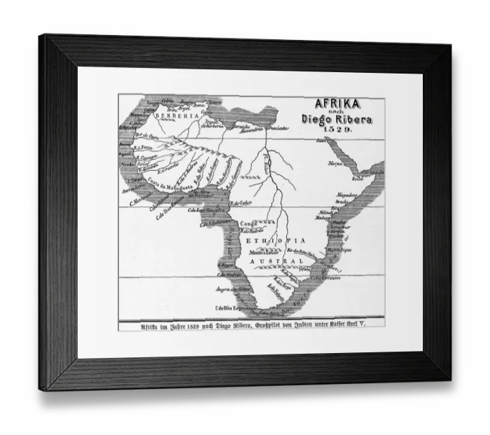 Framed Print : Map Africa 1529, 16th century, Diego Ribera