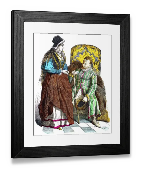 Framed Print : Munich picture sheet, Polish costumes Framed Print : Munich picture sheet, Polish costumes