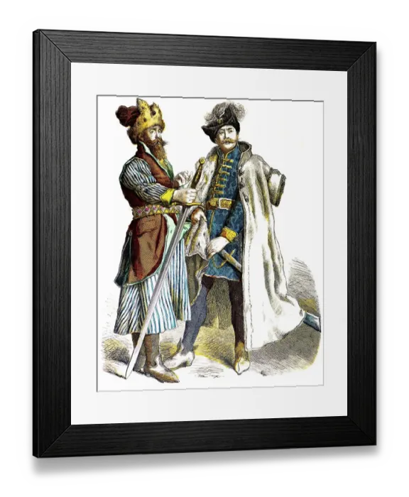 Framed Print : Munich Bilderbogen, fur cap, swords Framed Print : Munich Bilderbogen, fur cap, swords