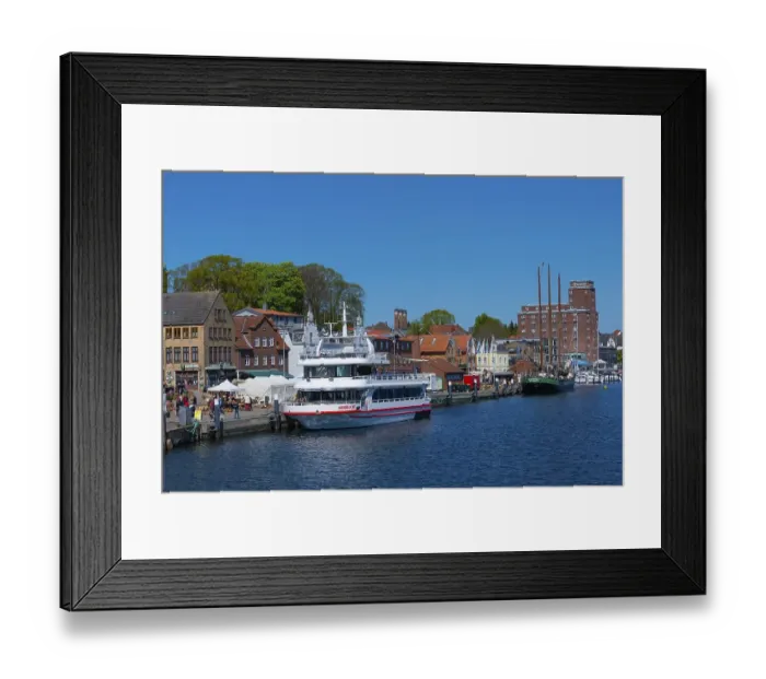 Framed Print : Excursion boat, harbour, Kappeln