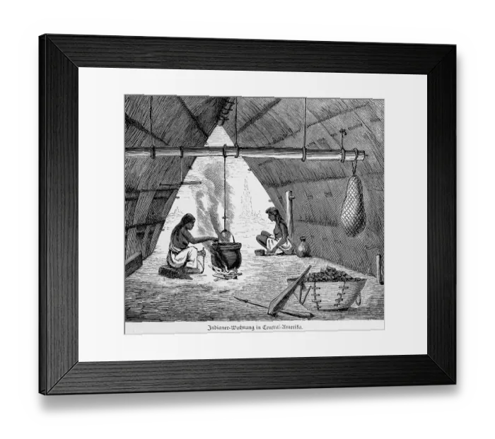 Framed Print : Two women, preparing food, sitting