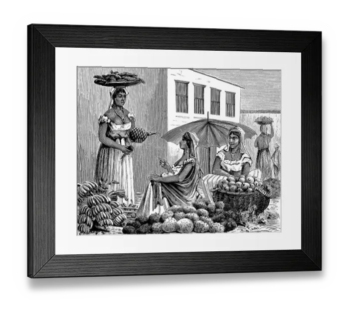 Framed Print : Marketplace, women, sell, bananas