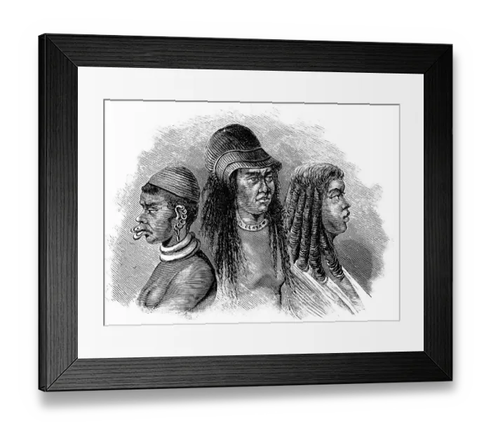 Framed Print : Mittu woman (l.), Sudan, girl from Manyema