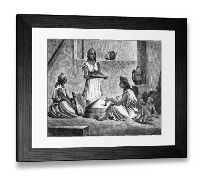 Framed Print : Three women, Kabyles, Berber, two small children