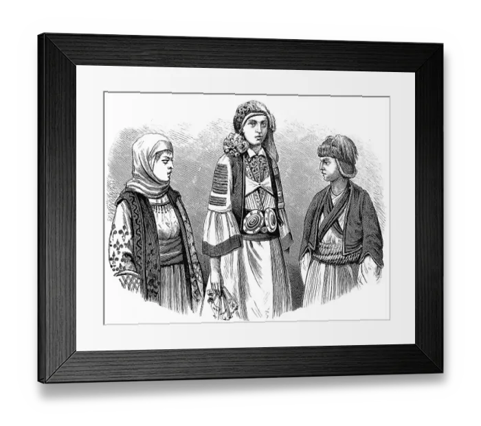Framed Print : Three women from Argos (left), Corinth and Sparta (right)