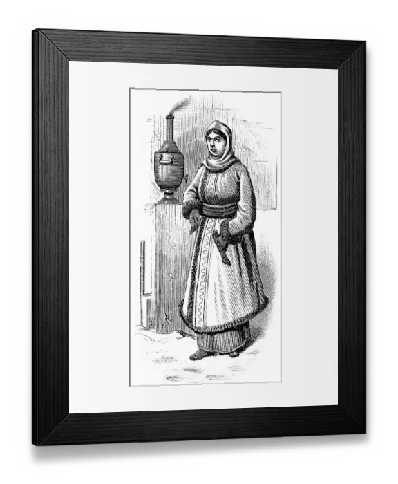 Framed Print : Woman from Russia, traditional traditional costume