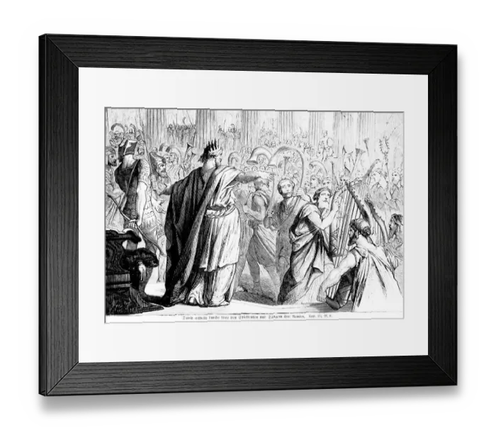 Framed Print : David grants by lot to the minstrels and singers their offices Framed Print : David grants by lot to the minstrels and singers their offices
