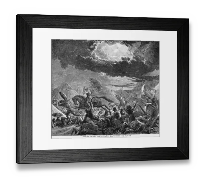 Framed Print : Sanherib's army is destroyed by the angel of the Lord Framed Print : Sanherib's army is destroyed by the angel of the Lord