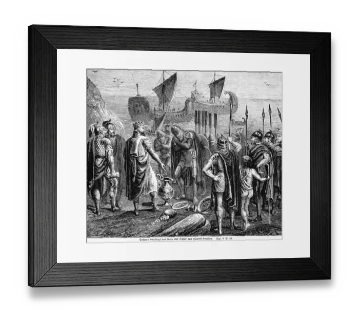 Framed Print : Solomon receives the gold from Ophir from Hiram's servants