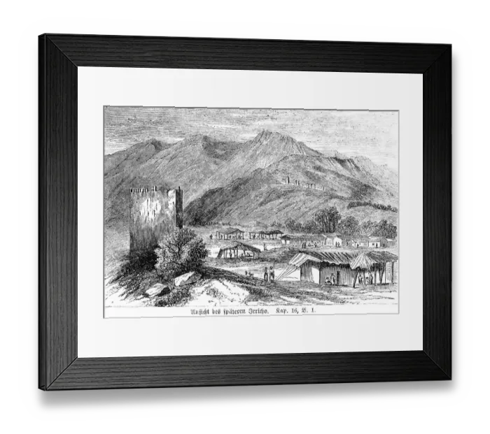 Framed Print : View of late Jericho, tower, stone building