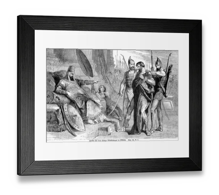 Framed Print : Zidekia in front of King Nebuchadnezzar in Riblath Framed Print : Zidekia in front of King Nebuchadnezzar in Riblath