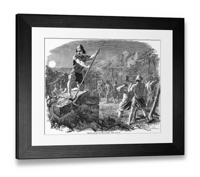 Framed Print : Gideon breaks the altar of Baal
