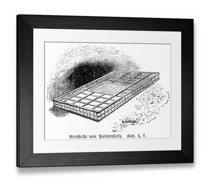 Framed Print : Bedstead of palm wood, bed, bedchamber Framed Print : Bedstead of palm wood, bed, bedchamber