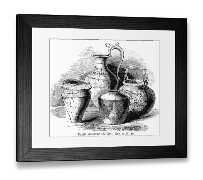 Framed Print : Ancient metal vessels, objects Framed Print : Ancient metal vessels, objects