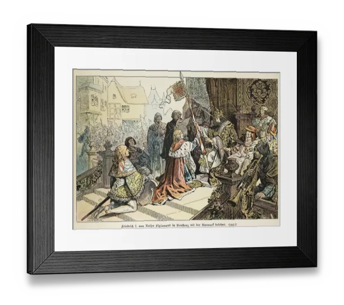 Framed Print : Frederick I enfeoffed with the Kurmark by Emperor Sigismund in Constance 1417